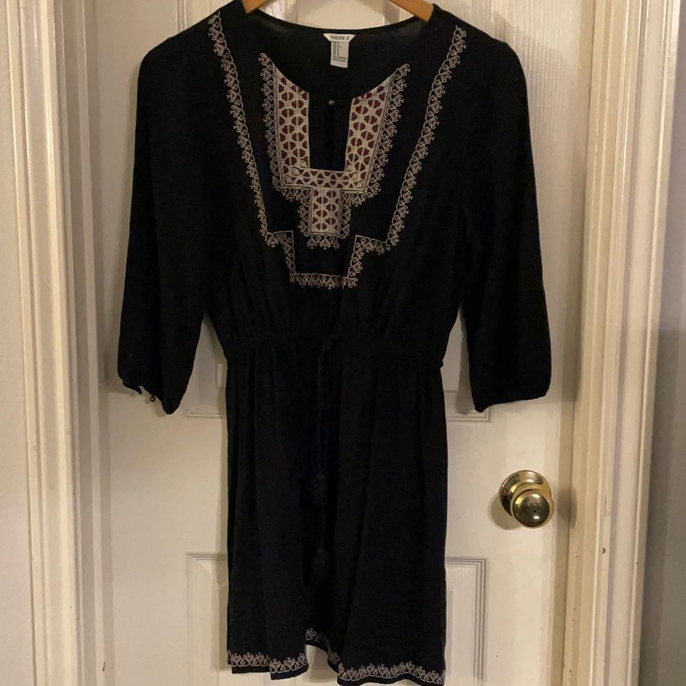 Black embroidered dress